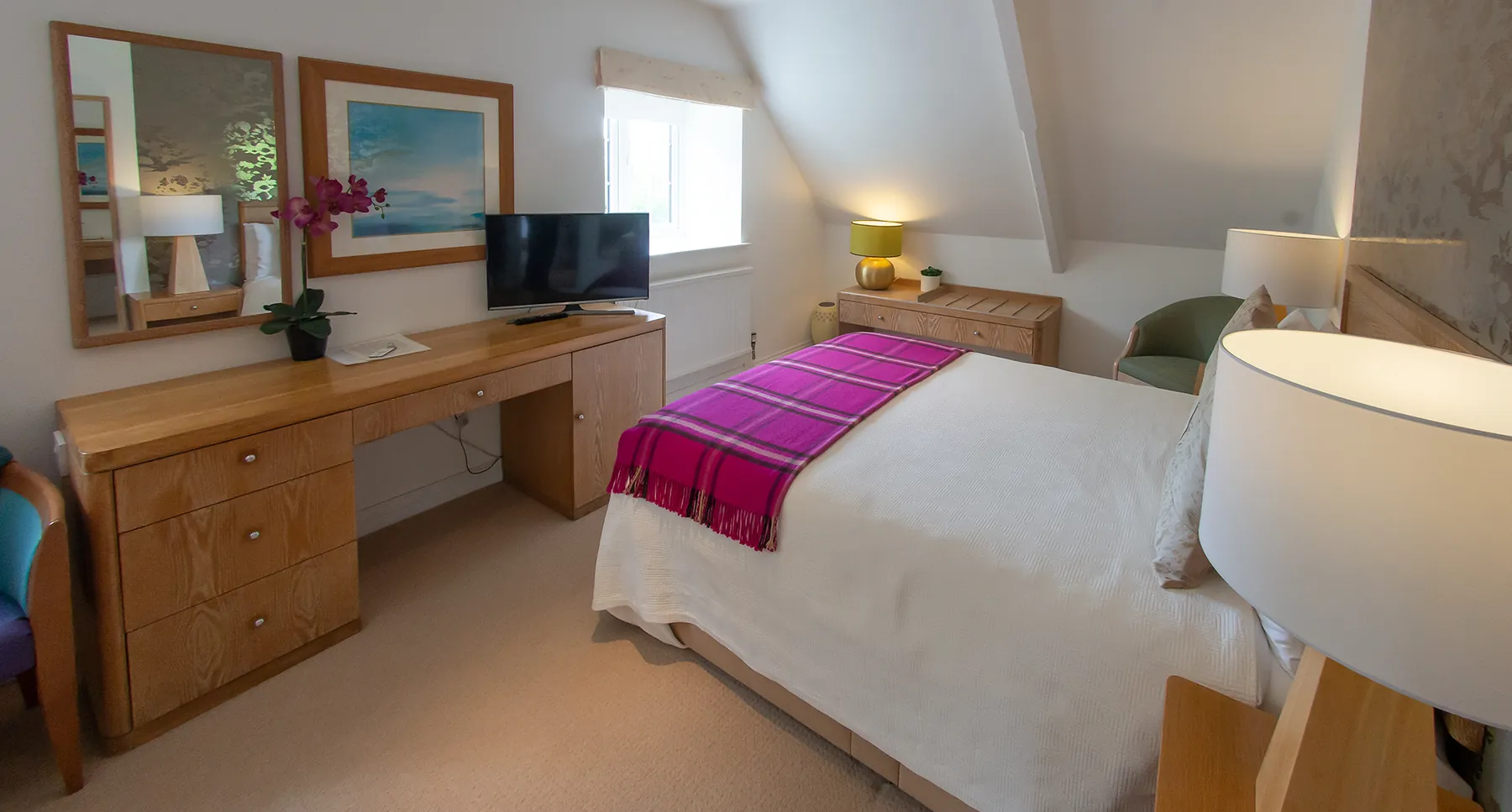 Room 4 at Higher Faugan Parc: desk, television and seating in the suite