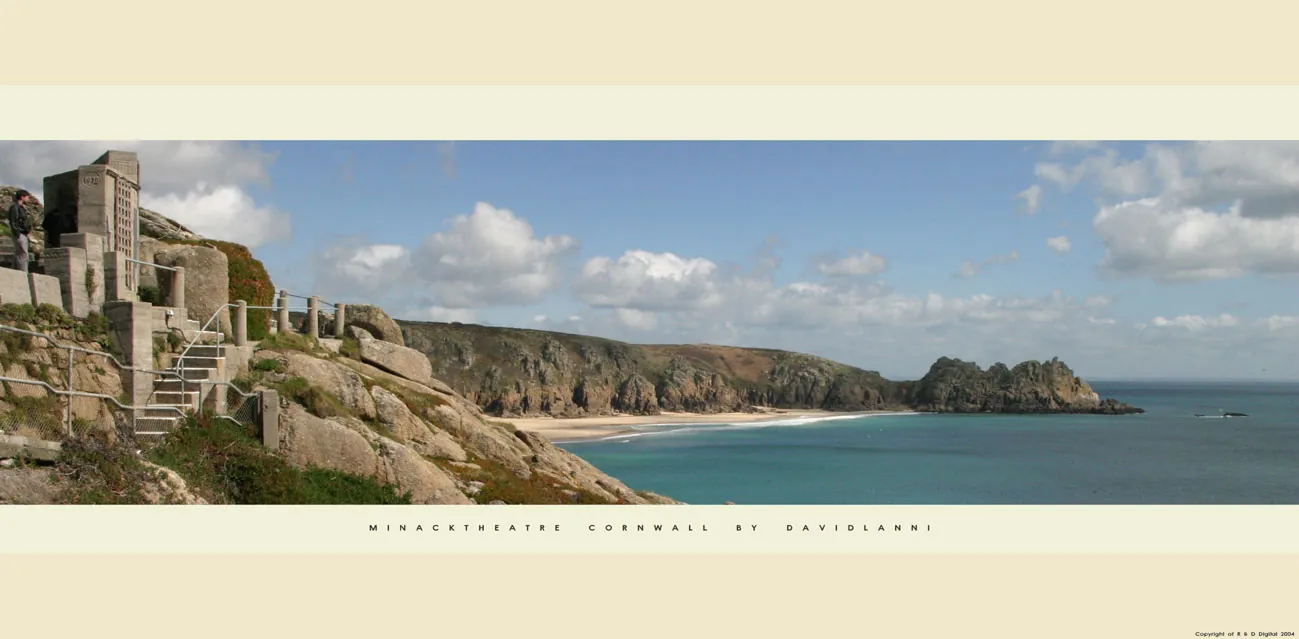 The Minack Theatre carved into the cliff above Porthcurno beach