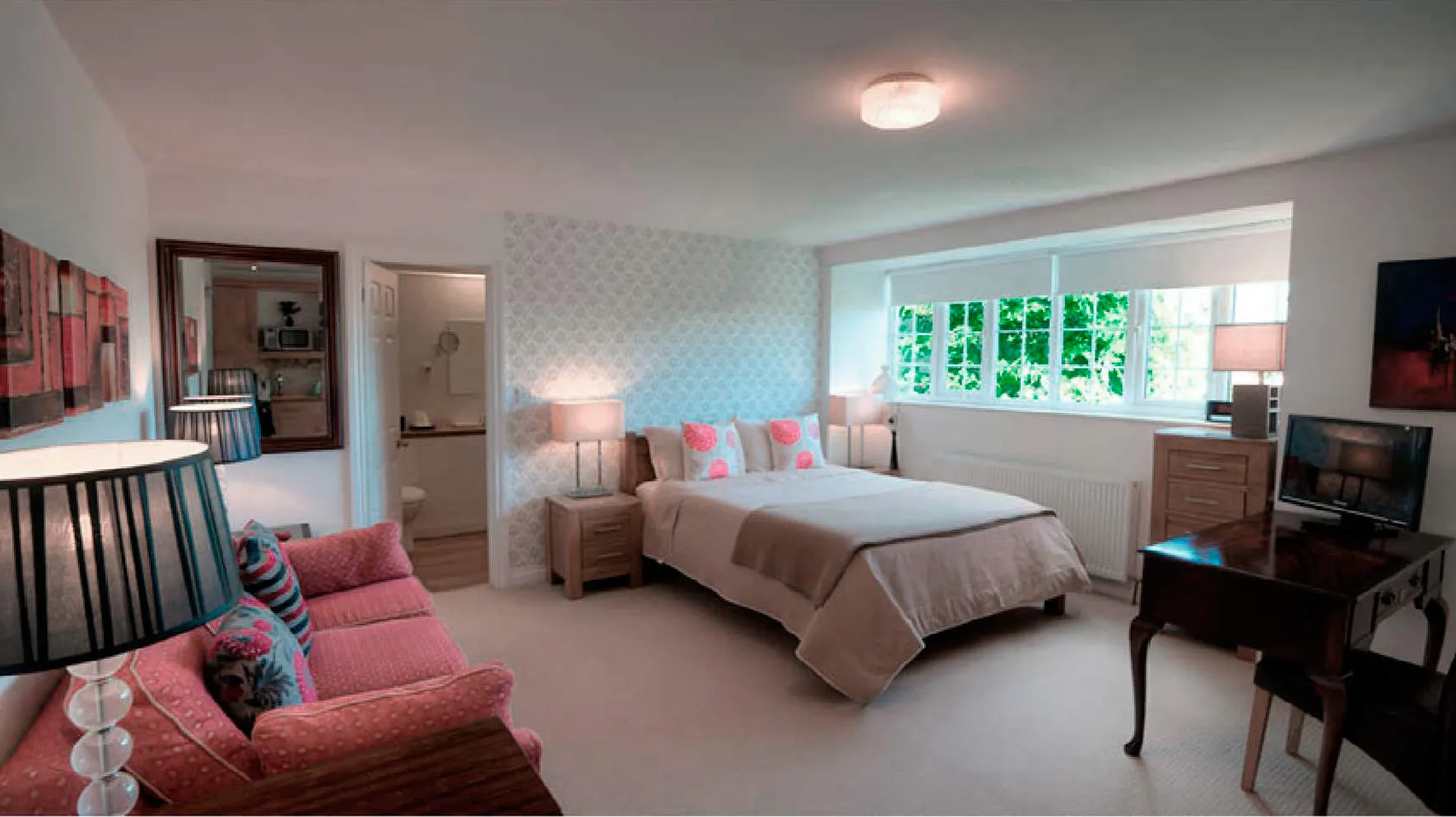 Room 1 at Higher Faugan Parc: the suite looking through to the bedroom area
